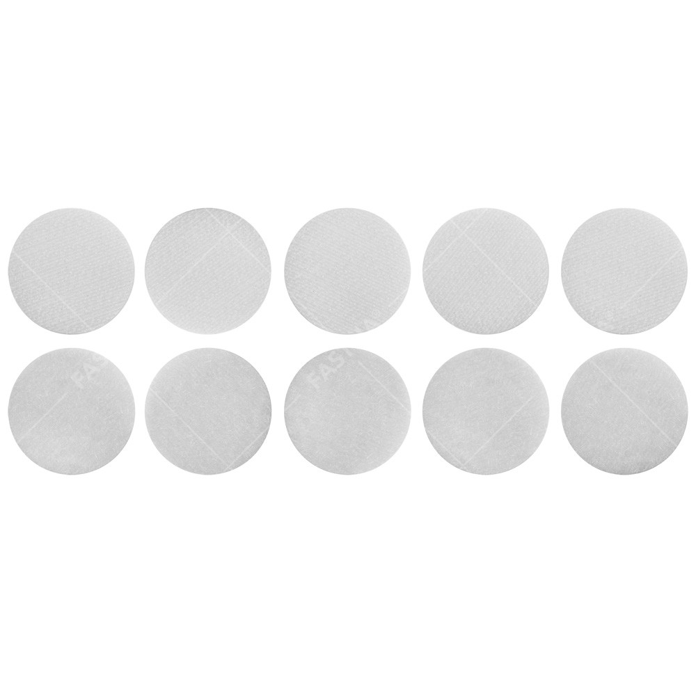 10 x Stick On / Self Adhesive FASTNA® Hook & Loop Spots (13mm, Loop, White)
