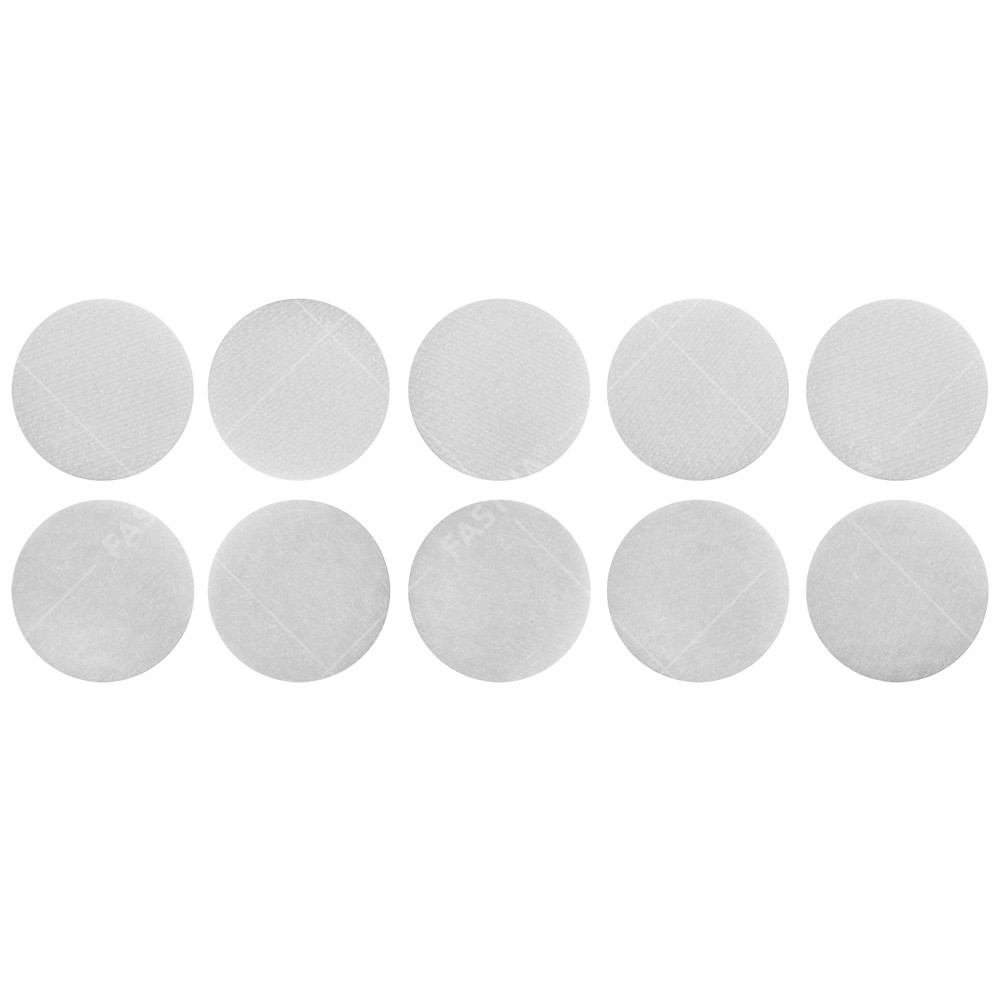 10 x Stick On / Self Adhesive FASTNA® Hook & Loop Spots (13mm, Loop, White)