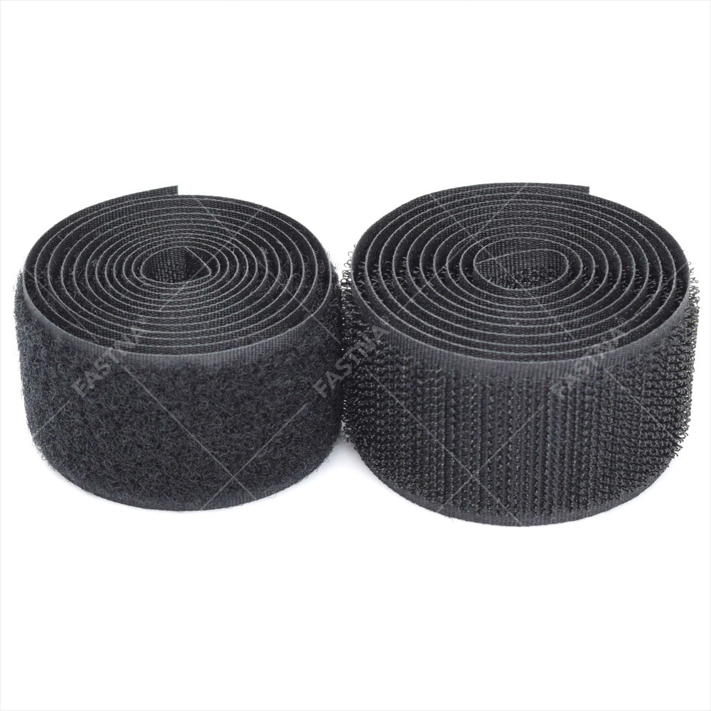 1m x Sew On FASTNA® Hook & Loop Tape (25mm, Both, Black)