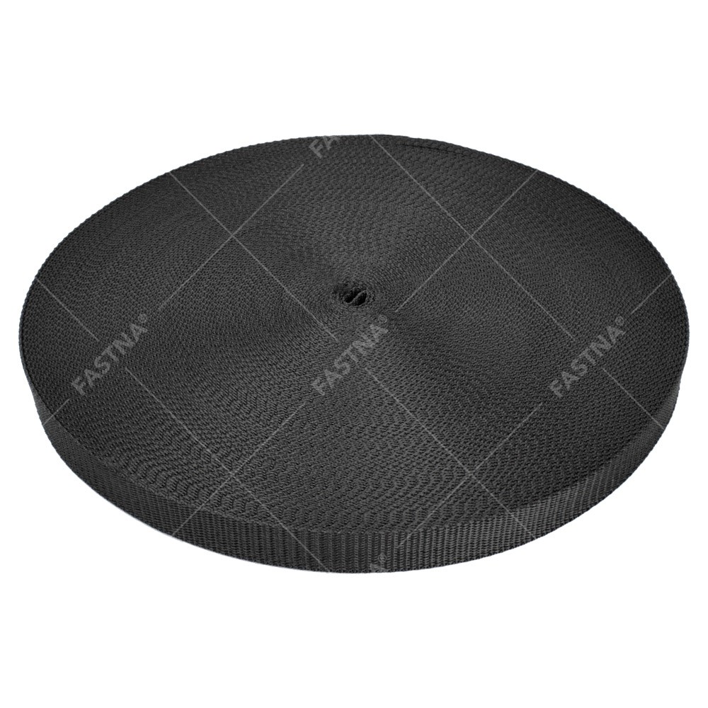 Black FASTNA® Polypropylene Webbing (20mm, 50m Bulk Reel)