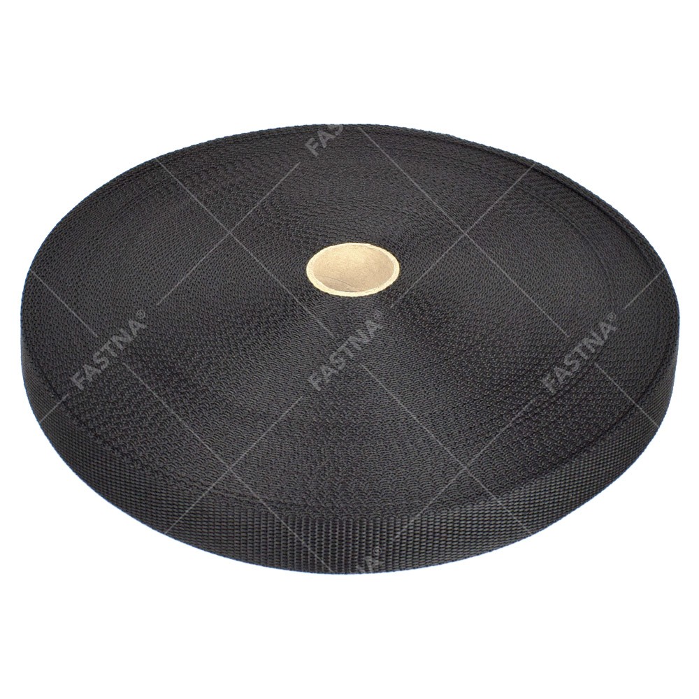 Black FASTNA® Polypropylene Webbing (25mm, 50m Bulk Reel)