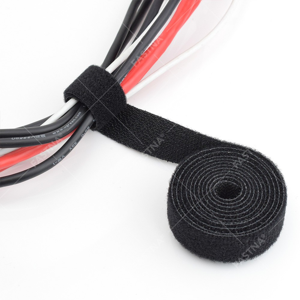 Black Back-To-Back FASTNA® Hook & Loop Strapping (20mm, 1m Roll)