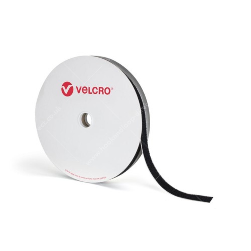 *CLEARANCE* 25m x Stick On VELCRO® Hook & Loop Tape (16mm, Loop, Black)